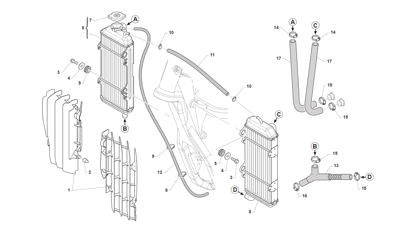 4T 450,530 FI MX 2015 - FRAME - RADIATOR